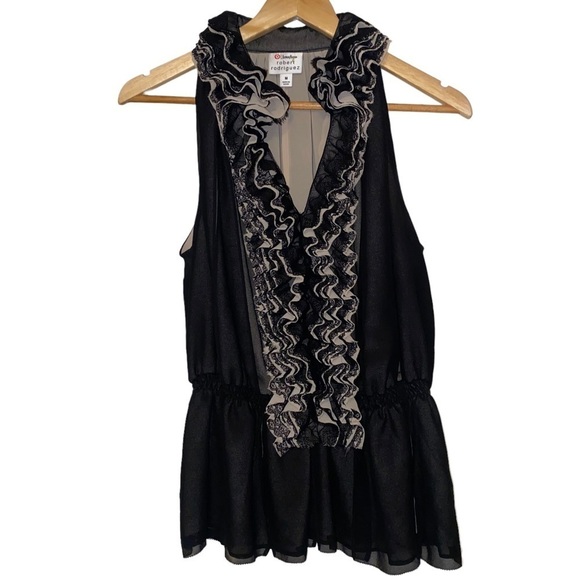 NWOT Robert Rodriguez Neiman Marcus for Target Black Ruffle Top Size M - Picture 3 of 9